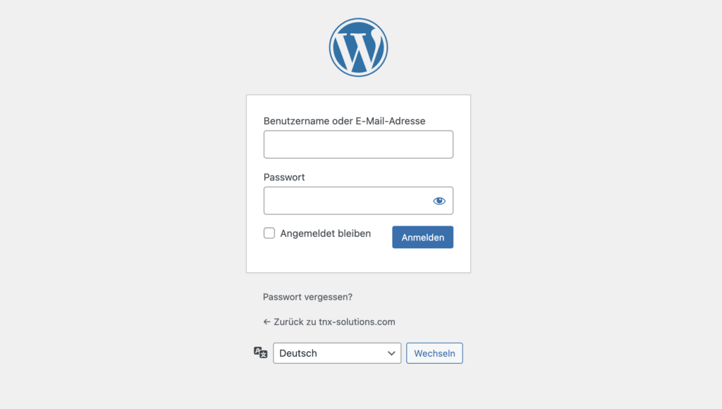 Wordpress Login Screen